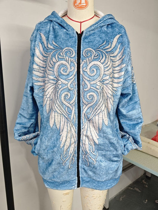 3D Digital Print Zip-Up Hoodie