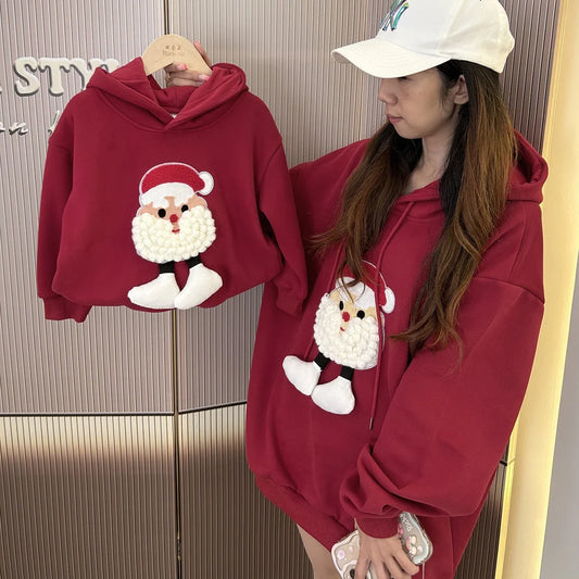 Christmas Parent-child Outfits Fleece-lined Hooded