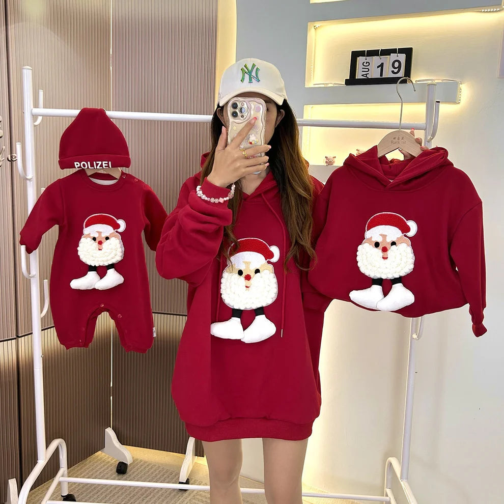 Christmas Parent-child Outfits Fleece-lined Hooded