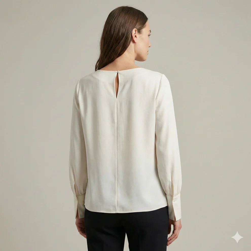 The Amara Cowl Neck Silk-Touch Blouse